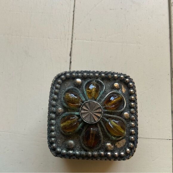 GANZ Pill Boxes Jeweled Rhinestone Lided Boxes Oval Square Silvertone - Picture 8 of 13